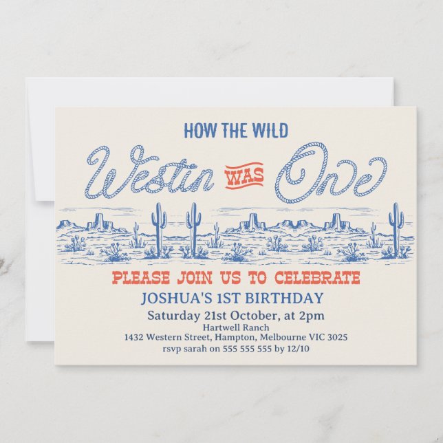 Invitation Vintage Blue Rodeo Comment Westin Était Un Anniver (Devant)