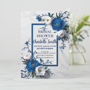 Invitation Vintage Blue Rose Fleur antique douche nuptiale
