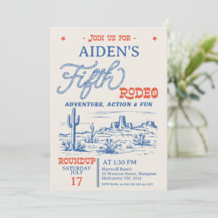 Invitation Vintage Blue Western Desert Rodeo 5e anniversaire
