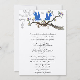 Invitation Vintage Bluebirds Mariage jaune et violet Inviter