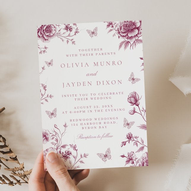 Invitation Vintage Blush Dusty Rose floral Mariage (Créateur téléchargé)