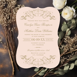 Invitation Vintage Blush et Mariage d'or antique