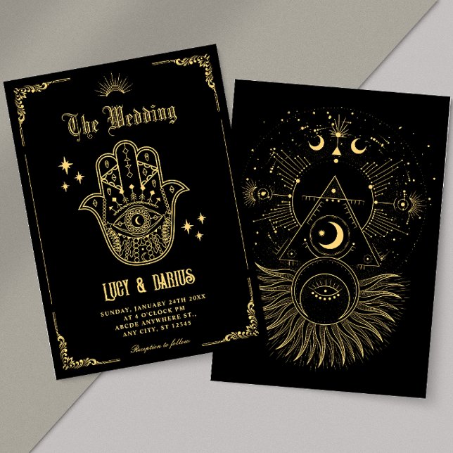 Invitation Vintage Bohemian art symbols wedding (Créateur téléchargé)