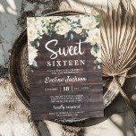 Invitation Vintage bois rustique verdure sweet sixteen fleuri<br><div class="desc">Vintage bois rustique vert sweet sixteen fleuri invitation,  Contactez-moi pour les articles correspondants ou pour la personnalisation,  Roses blush ©</div>