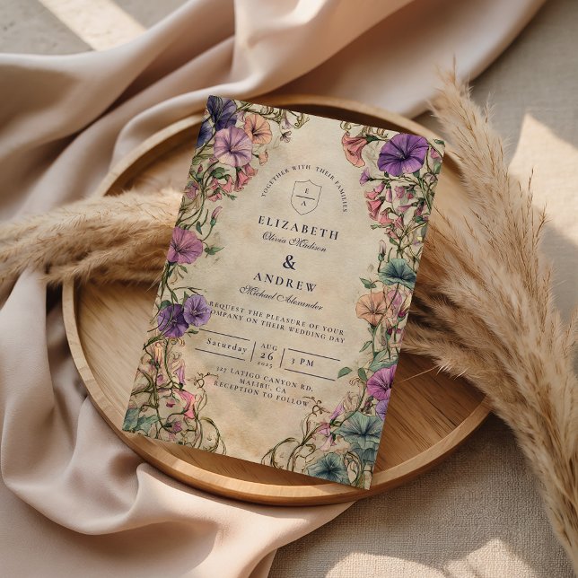 Invitation Vintage Botanical Garden Wedding (Créateur téléchargé)