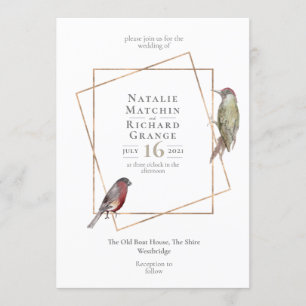 Invitation vintage botanique d'oiseaux rustiques