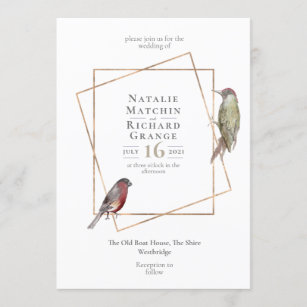 Invitation vintage botanique d'oiseaux rustiques