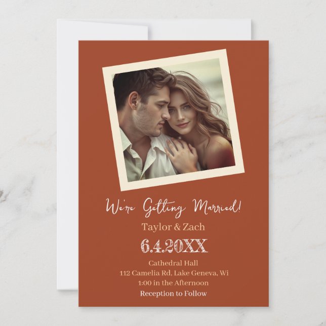Invitation Vintage Brown and Cream Retro Photo Wedding (Devant)