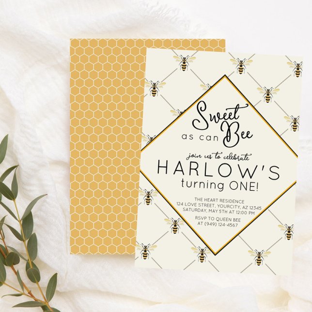 Invitation Vintage Bumble Bee Baby Bee 1er Anniversaire (Créateur téléchargé)