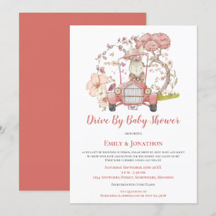 Invitation Vintage Bunny Voiture Florale Par Baby shower