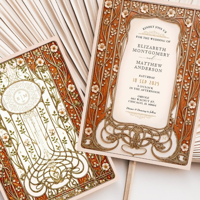 Invitation Vintage Burnt Orange Mariage (Créateur téléchargé)