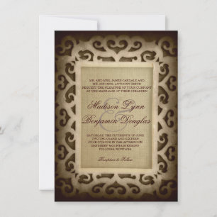 Invitation Vintage cadre de wirl Rustic Mariage campagnard In