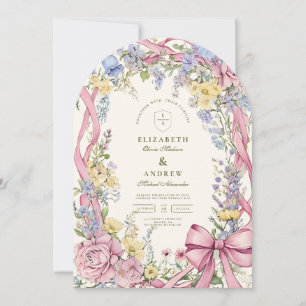 Invitation Vintage cadre fleuri mariage