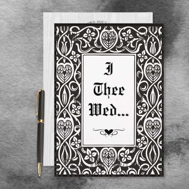 Invitation Vintage cadre gothique noir et blanc Roycroft (Créateur téléchargé)