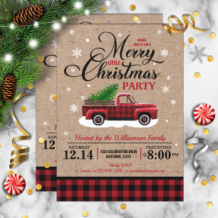 Invitation Vintage Camion Rouge Russe Pays Noël