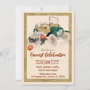 Invitation Vintage Car Citrouille Harvest