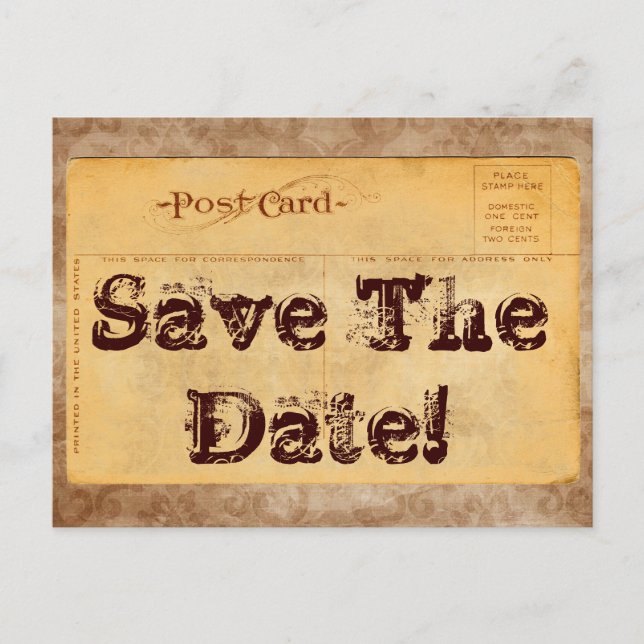 Invitation Vintage Carte Postale Enregistrer La Da (Devant)