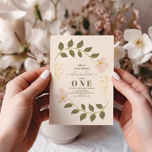 Invitation Vintage céleste Botanique 1er anniversaire