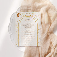 Vintage Céleste Lune Étoiles Dîner Mariage Menu