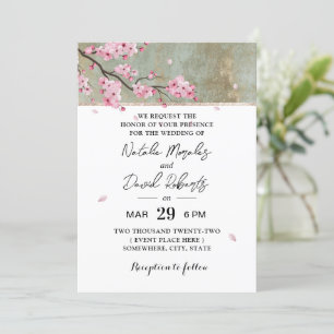 Invitation Vintage cerisier fleuri Élégant Mariage floral