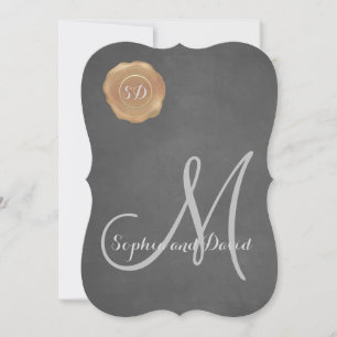 Invitation Vintage Chalk Vieux Sceau de cire Monogramme Maria