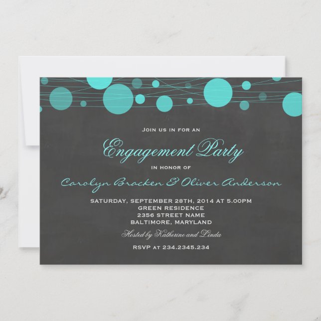 Invitation Vintage Chalkboard Blue Lanterne (Devant)
