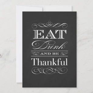 Invitation Vintage Chalkboard Classic Thanksgiving Dîner