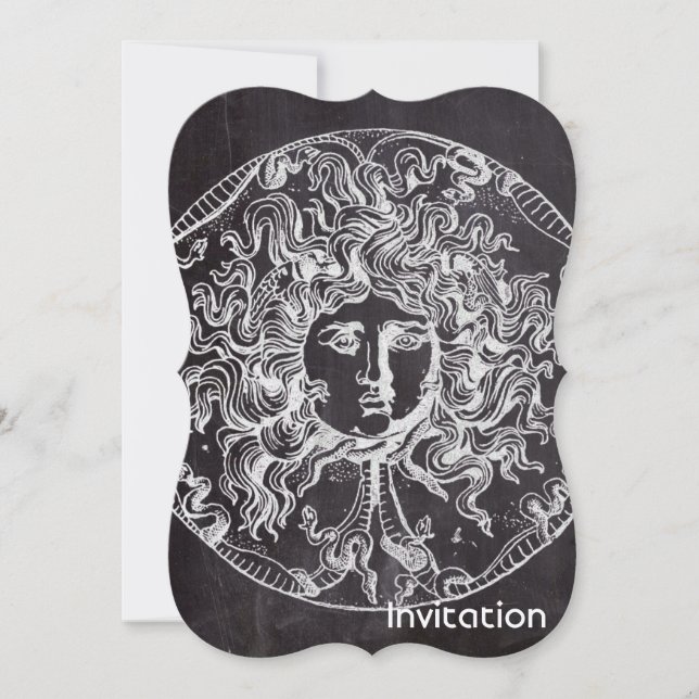 Invitation vintage chalkboard Greek mythology Gorgon medusa (Devant)