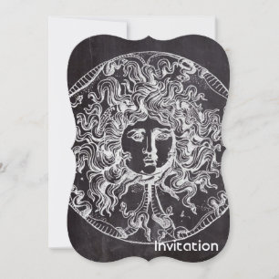 Invitation vintage chalkboard Greek mythology Gorgon medusa
