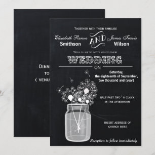 Invitation Vintage Chalkboard Mason Jar mariage floral