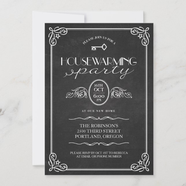 Invitation Vintage Chalkboard New Home House (Devant)