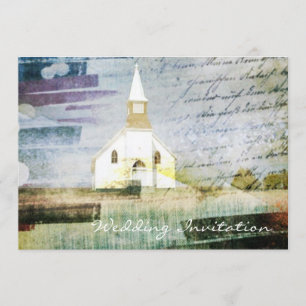 Invitation vintage chapelle de campagne mariage