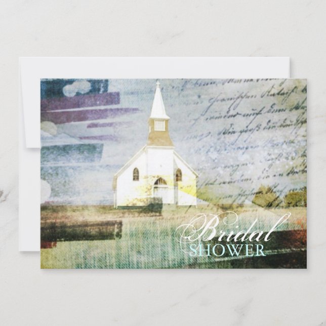 Invitation vintage chapelle de l'église rustique douchette nu (Devant)