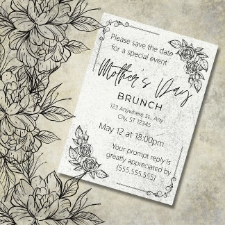 Invitation Vintage, Chérir la maternité, brunch de la fête de
