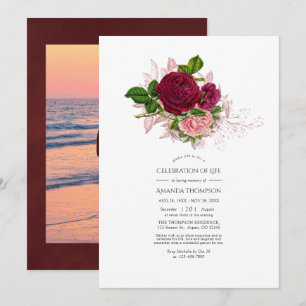 Invitation Vintage Chic Blush & Bourgogne Célébration de la v