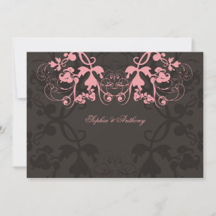 Invitation Vintage Chic Floral Flourish Mariage rose