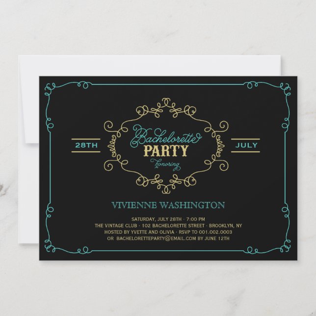 Invitation Vintage Chic Flourish Bachelorette Party Invitatio (Devant)