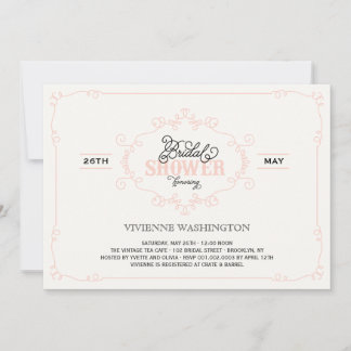Invitation Vintage Chic Flourish rose Fête des mariées Invita
