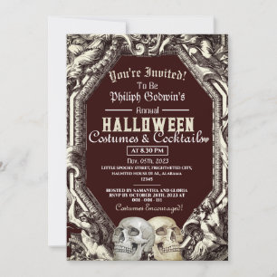 Invitation Vintage Chic Gothique Crâne Halloween Costume Part