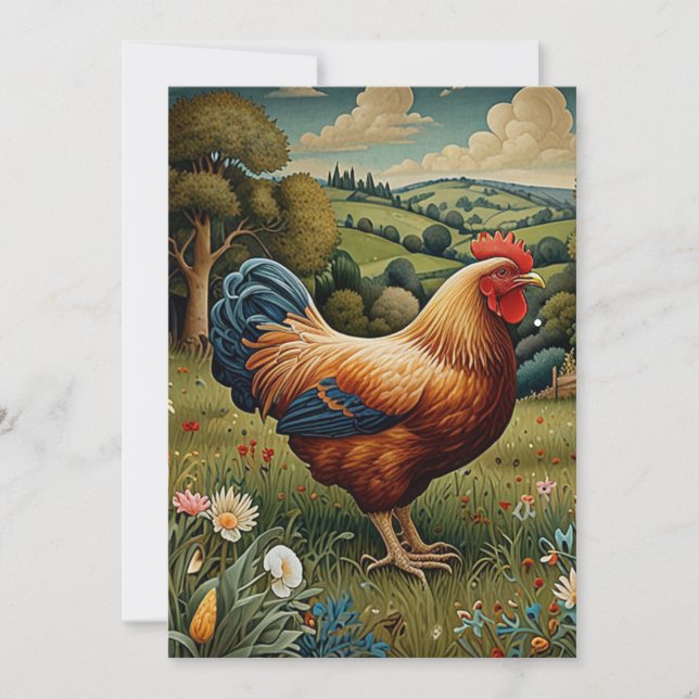Invitation Vintage chic pâturage de poulet boho paysage (Devant)