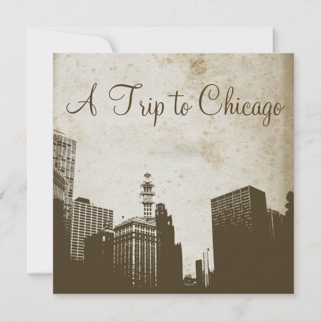 Invitation vintage Chicago Skyline Artwork (Devant)