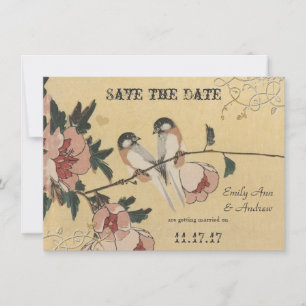 Invitation Vintage chickadee en fleur de cerisier Mariage dam
