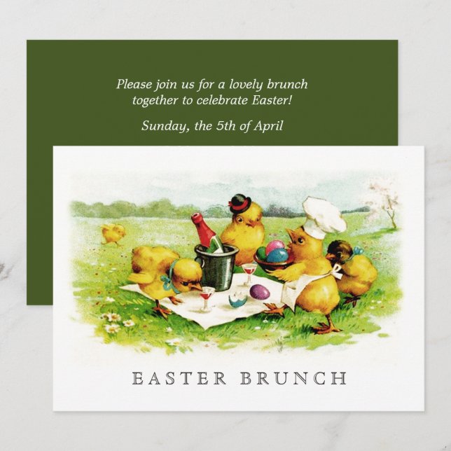Invitation Vintage Chicks Custom Brunch de Pâques (Devant / Derrière)