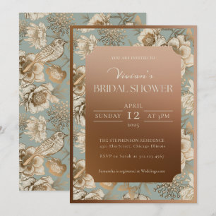 Invitation Vintage Chinoiserie Florale et Fête des mariées d'