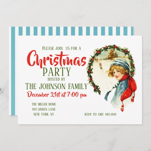Invitation Vintage Christmas (Devant / Derrière)