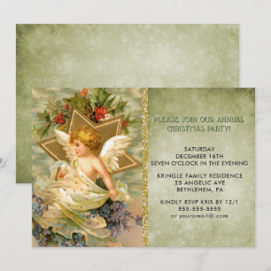 Invitation Vintage Christmas Angel Holiday Party