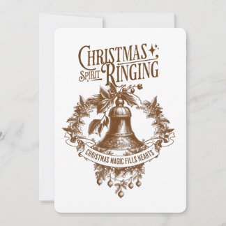 Invitation Vintage Christmas Bell Spirit Ringing Holiday Card