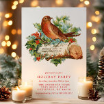 Invitation Vintage Christmas Bird Holly Retro Fête de Vacance<br><div class="desc">Vintage Christmas Bird Holly Retro Fête Invitation. Ce magnifique design présente un oiseau victorien perché sur un rondins. Personnalisez ce design de vacances personnalisé avec vos propres détails de fête. Parfait pour un dîner de Noël en famille ou pour une fête de vacances en entreprise!</div>