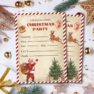 Invitation Vintage Christmas Party Invitation, Fête de Vacanc