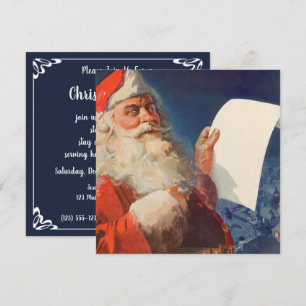 Invitation Vintage Christmas, Père Noël Naughty Nice Liste
